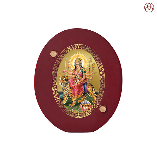 Durga Sherawali Mata with Pind Car Dashboard & Tabletop Photo Frame in 24K gold plated royal foil