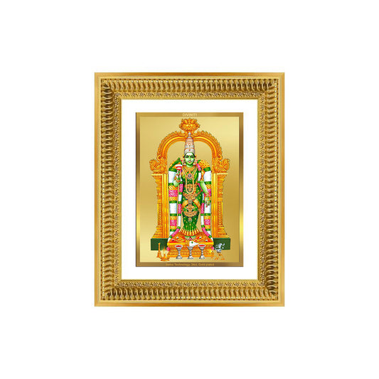Diviniti 24K Gold Plated Meenakshi Amman (Classic) Divine Wall Frame for Home Mandir & Office Decor | Luxury Spiritual Gift