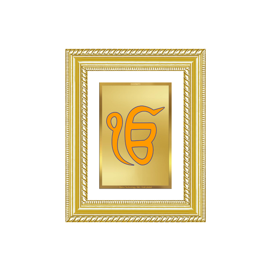 Diviniti 24K Gold Plated Ik Omkar (Classic) Divine Wall and Table Top Frame for Home Mandir & Office Decor | Luxury Spiritual Gift