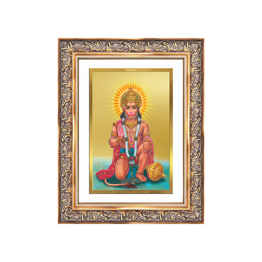 Diviniti 24K Gold Plated Ashirwad Hanuman (Classic) Divine Wall Frame for Home Mandir & Office Decor | Luxury Spiritual Gift