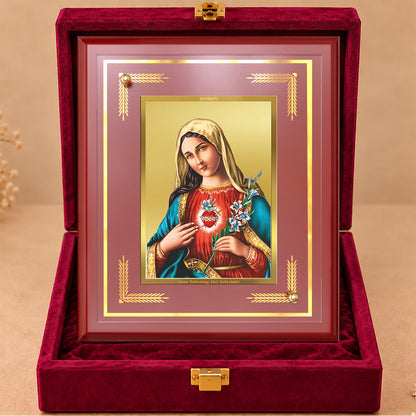 24K Gold-Plated Mother Mary MDF Frame | Premium Gift Box | 26x20 CM