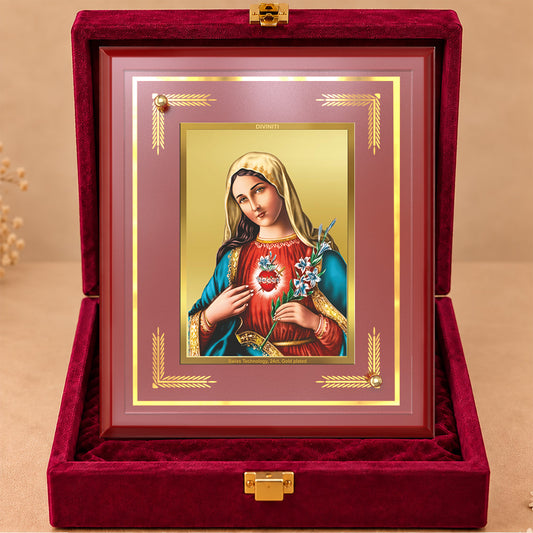 24K Gold-Plated Mother Mary MDF Frame | Premium Gift Box | 26x20 CM