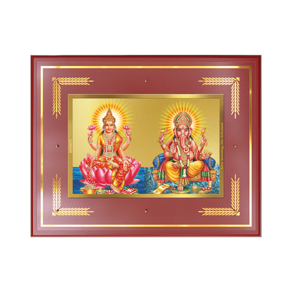 Lakshmi & Ganesh | Divine Prosperity Duo Wall Mount Photo Frame in 24K Gold Plated Foil