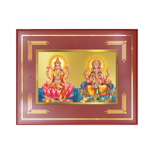 Lakshmi & Ganesh | Divine Prosperity Duo Wall Mount Photo Frame in 24K Gold Plated Foil