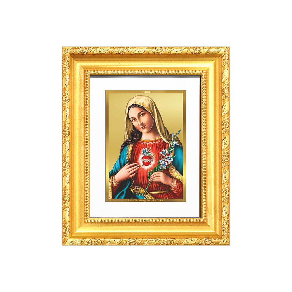 Diviniti 24K Gold Plated Mother Mary |Divine Table Top Frame for Home Mandir & Office Decor | Luxury Spiritual Gift