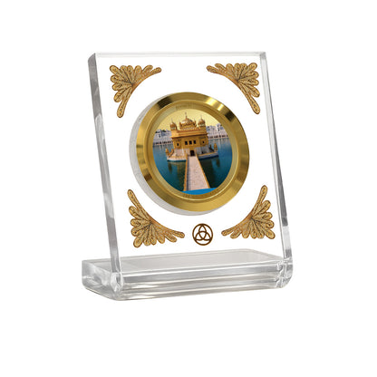 Diviniti 24K Gold Plated Golden Temple Acrylic Car Dashboard Frame | Divine Blessings, Peace & Spiritual Harmony for Car, Home, Tabletop & Meditation Room | Faith & Serenity (ACF1CH)