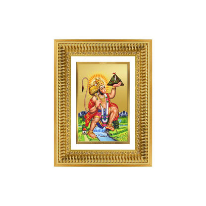 Diviniti 24K Gold Plated Hanuman With Mountain (Classic) Divine Wall Frame for Home Mandir & Office Decor | Luxury Spiritual Gift