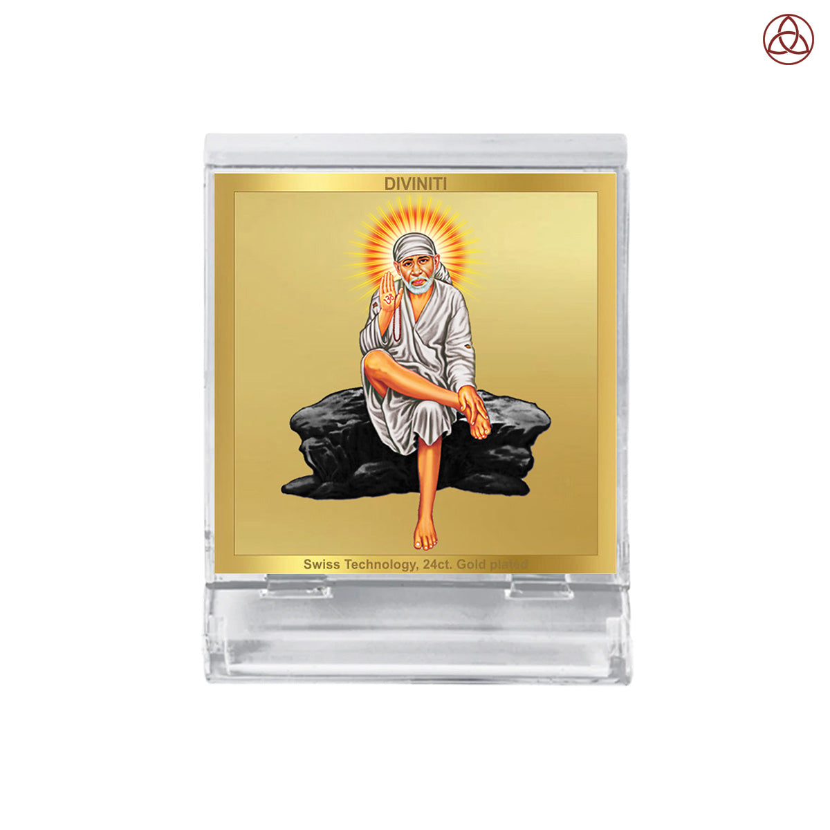 Sai Baba | Divine Spiritual Guru Car Dashboard & Tabletop Photo Frame in 24K Gold Plated Foil