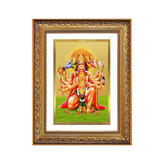 Diviniti 24K Gold Plated Panchmukhi Hanuman (Classic) Divine Wall Frame for Home Mandir & Office Decor | Luxury Spiritual Gift