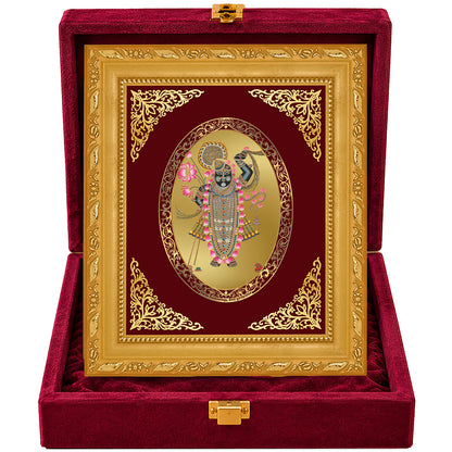 24K Gold-Plated Shrinath Ji Frame | Premium Gift Box | 16x13.5 CM