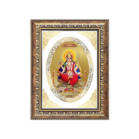 Santoshi Mata Divine Contentment & Blessings Sacred Royal Tabletop Frame in 24K Gold Plated Foil