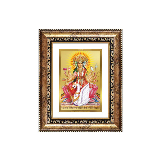 Diviniti 24K Gold Plated Gayatri Maa (Classic) Divine Wall and Table Top Frame for Home Mandir & Office Decor | Luxury Spiritual Gift