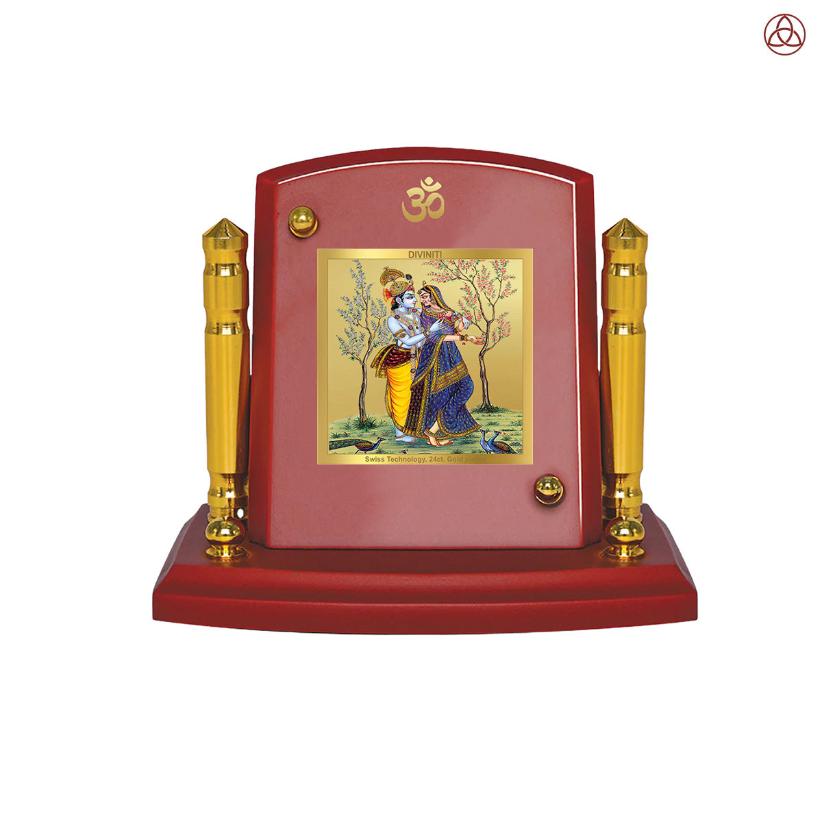 Radha Krishna | Divine Lord Radha and Krishna Car Dashboard & Tabletop Photo Frame in 24K Gold Plated Foil