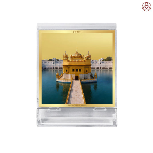 Golden Temple | Sacred Sikh Shrine Car Dashboard & Tabletop Photo Frame in 24K Gold Plated Foil