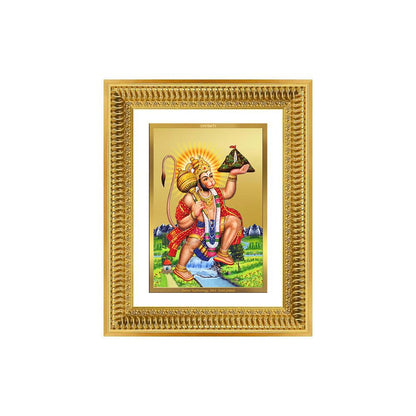 Diviniti 24K Gold Plated Hanuman With Mountain (Classic) Divine Wall Frame for Home Mandir & Office Decor | Luxury Spiritual Gift