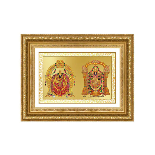 Diviniti 24K Gold Plated Padmavati And Balaji (Classic) Divine Wall Frame for Home Mandir & Office Decor | Luxury Spiritual Gift