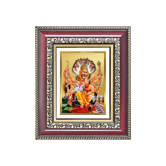 Diviniti 24K Gold Plated Narasimha (Classic) Divine Table Top Frame for Home Mandir & Office Decor | Luxury Spiritual Gift