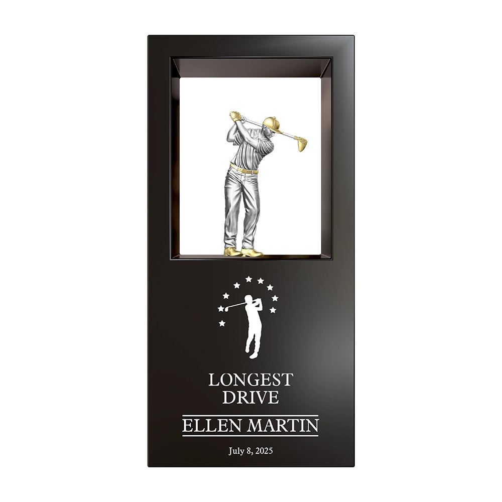 Premium Longest Drive Award | Personalized Golf Trophy Featuring Swinging Golfer Design