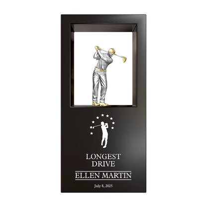 Premium Longest Drive Award | Personalized Golf Trophy Featuring Swinging Golfer Design