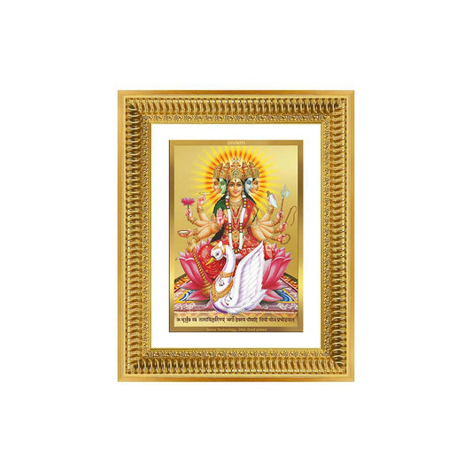 Diviniti 24K Gold Plated Gayatri Maa (Classic) Divine Wall Frame for Home Mandir & Office Decor | Luxury Spiritual Gift