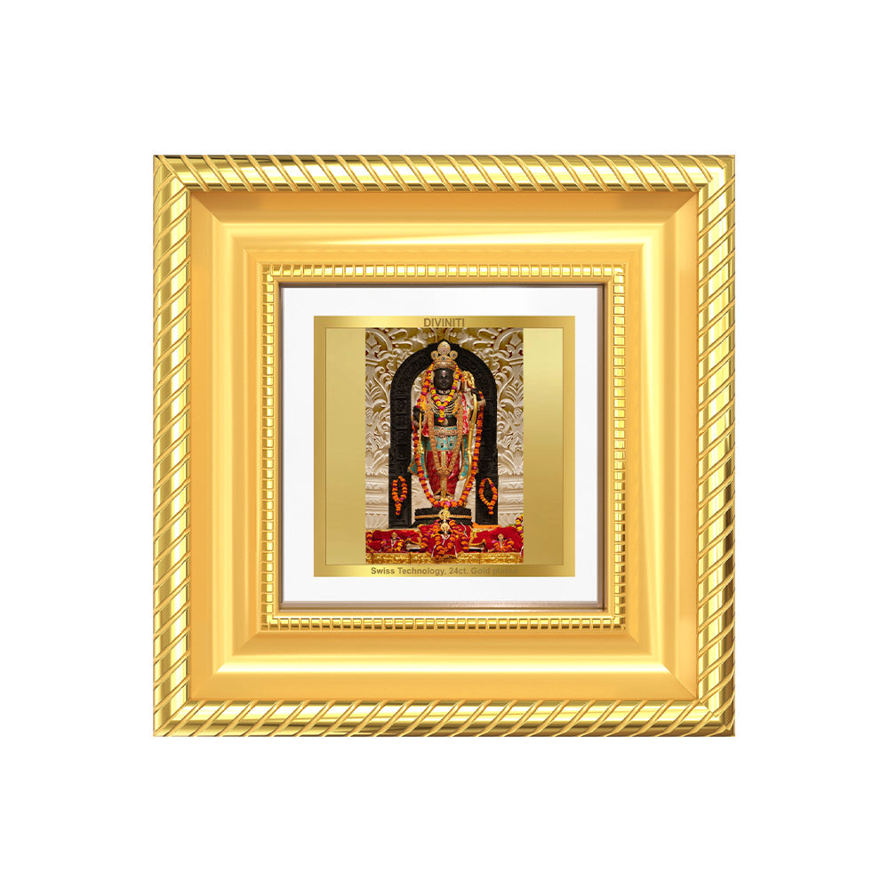 Diviniti Ram Lalla Tabletop Photo Frame in 24K Gold Plated Foil | Innocence, Faith & Divine Blessings | DG015S1A (10x10 CM)