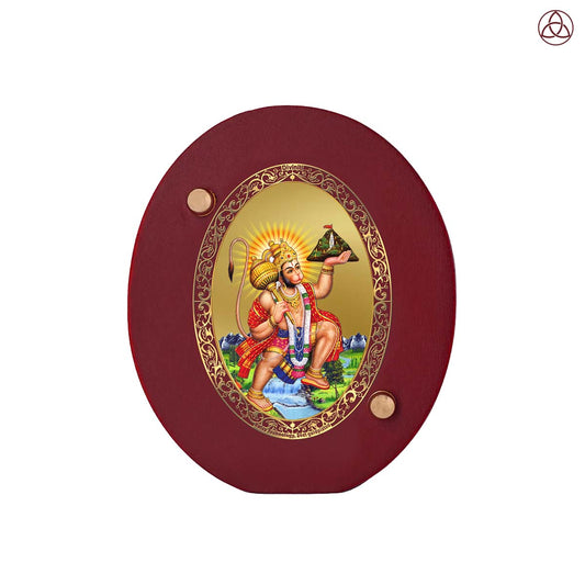 Hanuman Carrying Sanjeevani Mountain Car Dashboard & Tabletop Photo Frame in 24K gold plated royal foil