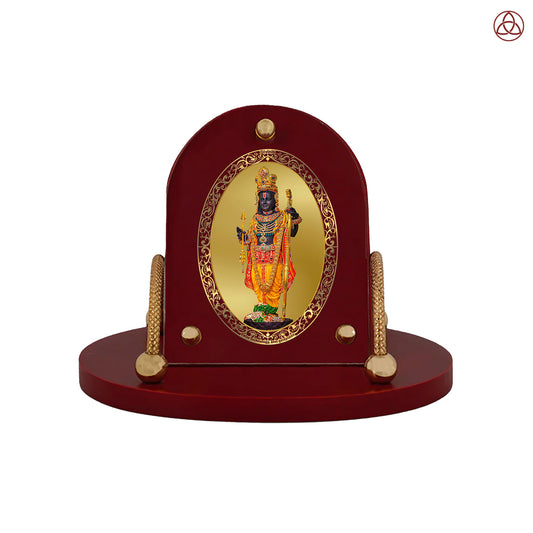 Ram Lalla with Arch | Lord Ram Lalla Divine 24K Gold Plated Photo Frame for Car Dashboard, Home Décor & Tabletop | Blessings of Purity, Devotion & Protection