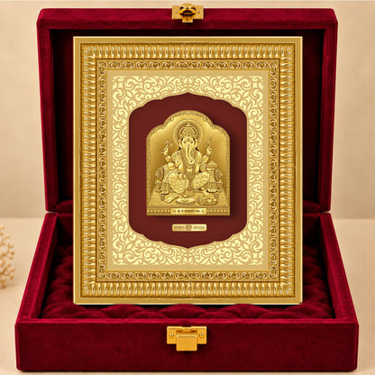 24K Gold-Plated Lord Ganesha Frame | Premium Gift Box | 35x30 CM