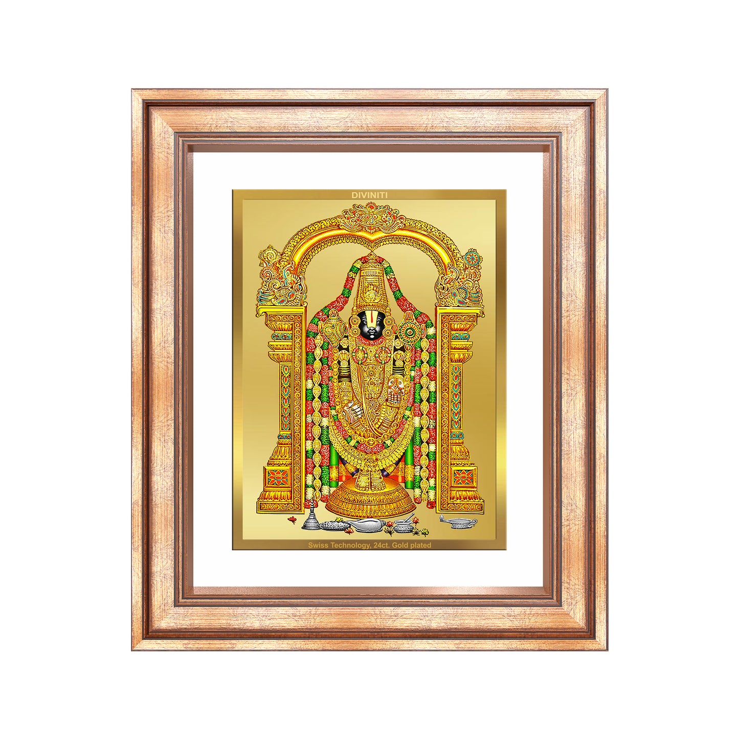 Diviniti 24K Gold Plated Tirupati Balaji Divine Wall Frame for Home Mandir & Office Decor | Luxury Spiritual Gift