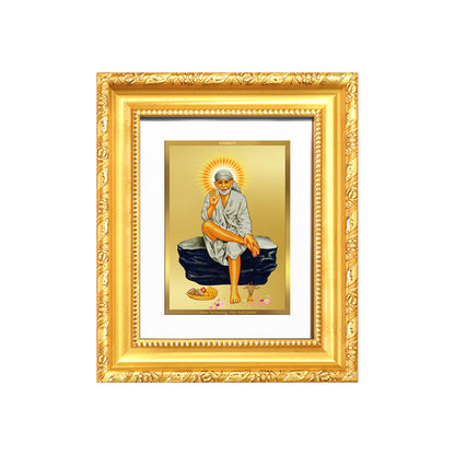 Diviniti 24K Gold Plated Sai Baba |Divine Table Top Frame for Home Mandir & Office Decor | Luxury Spiritual Gift