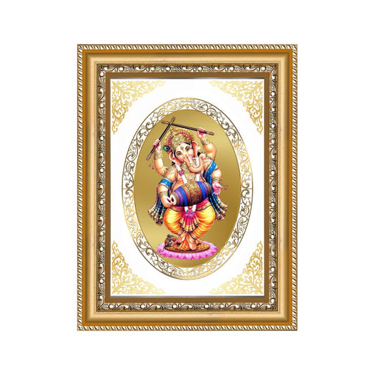 Dancing Ganesha | Divine Joy Wall & Tabletop Royal Photo Frame in 24K Gold Plated Foil