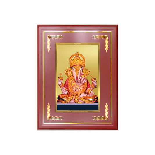 Dagdu Ganesh | Shri Dagdusheth Halwai Ganpati Wall and Tabletop Photo Frame in 24K Gold Plated Foil