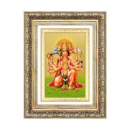 Diviniti 24K Gold Plated Panchmukhi Hanuman (Classic) Divine Wall Frame for Home Mandir & Office Decor | Luxury Spiritual Gift