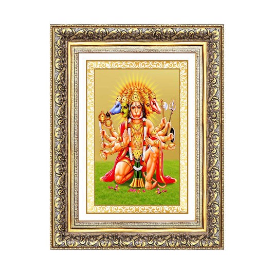 Diviniti 24K Gold Plated Panchmukhi Hanuman (Classic) Divine Wall Frame for Home Mandir & Office Decor | Luxury Spiritual Gift