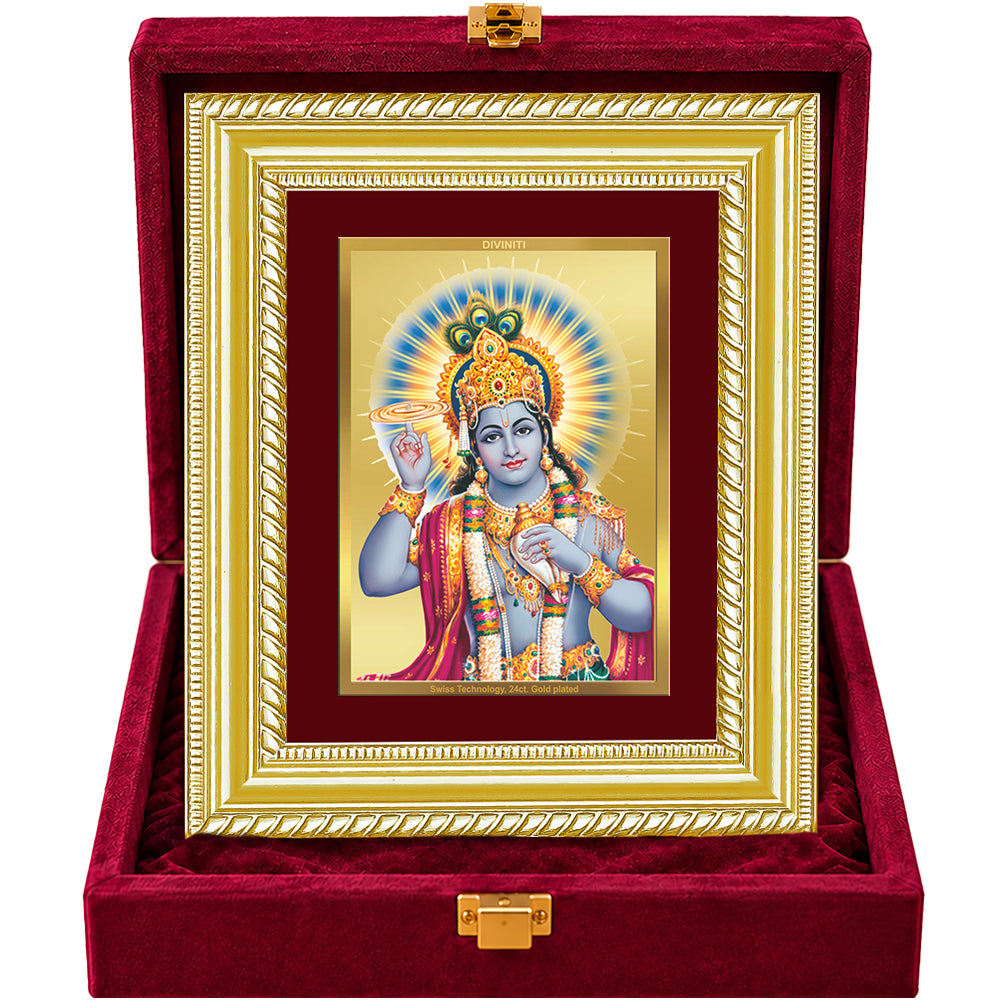 24K Gold-Plated Lord Vishnu Frame | Premium Gift Box | 21.5x17.5 CM