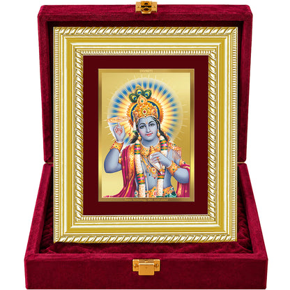 24K Gold-Plated Lord Vishnu Frame | Premium Gift Box | 21.5x17.5 CM