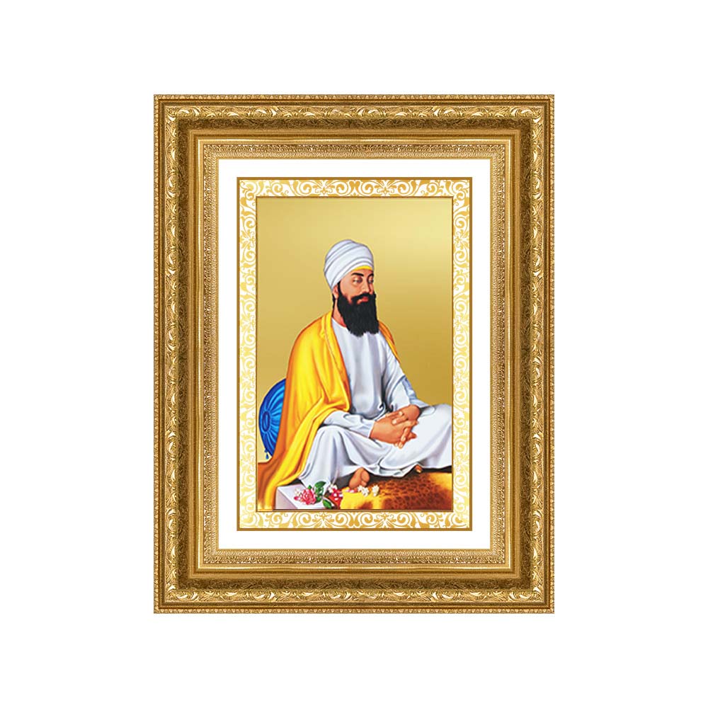 Diviniti 24K Gold Plated Guru Tegh Bahadur Sahib Ji (Classic) Sacred Sikh Wall Frame for Home Decor & Office Ambiance | Premium Spiritual Gift