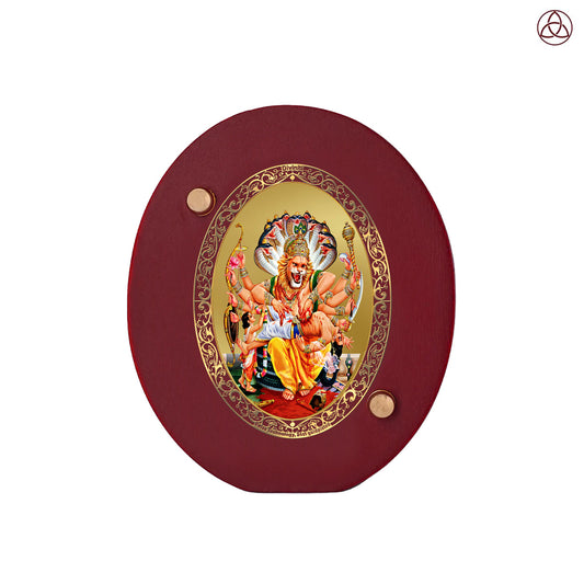 Lord Narasimha Car Dashboard & Tabletop Photo Frame in 24K gold plated royal foil