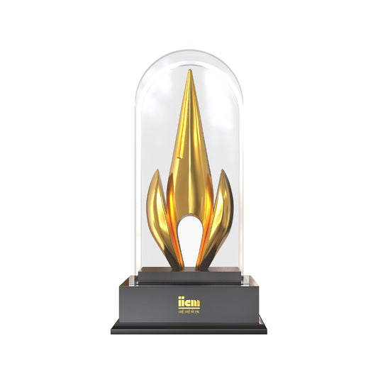 Luxury Flame of Excellence Personalized Trophy Premium Crystal Dome Award with Golden Flame Sculpture