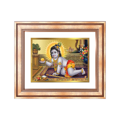 Diviniti 24K Gold Plated Laddu Gopal (Classic) Divine Wall Frame for Home Mandir & Office Decor | Luxury Spiritual Gift