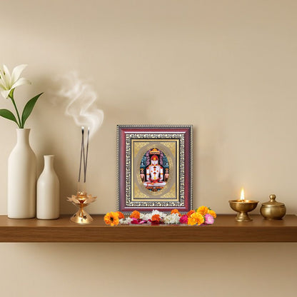Lord Adinath (Rishabhdev) Divine Jain Tirthankara Sacred Spiritual Royal Tabletop Frame in 24K Gold Plated Foil