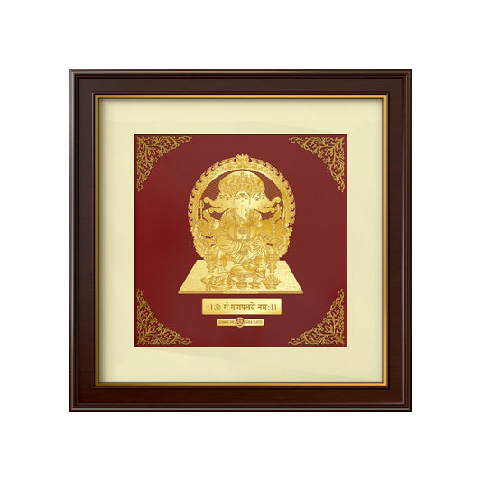 Panchmukhi Ganesh | Five-Faced Form of Wisdom Gold on Gold Wall Hanging Frame in 24K Gold Plated Foil