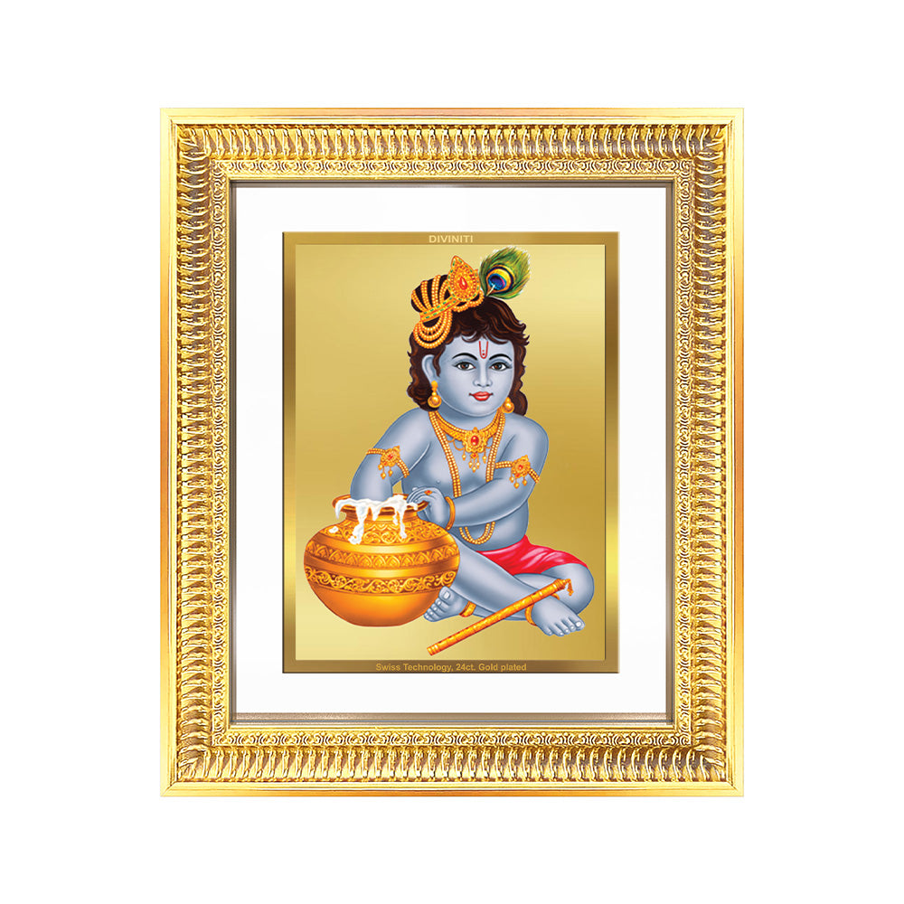 Diviniti 24K Gold Plated Bal Gopal Divine Wall Frame for Home Mandir & Office Decor | Luxury Spiritual Gift