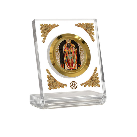 Diviniti 24K Gold Plated Ram Lalla Acrylic Car Dashboard Frame | Bal Ram for Car, Home Décor, Tabletop & Puja Room | Blessings of Purity, Devotion & Protection (ACF1CH)
