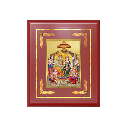 DIVINITI 24K Gold Plated Foil Lord Ram Darbar Photo Frame Idol for Temple, Home Decor, Wall Hanging, Gifting , Gift|MDF Size 1