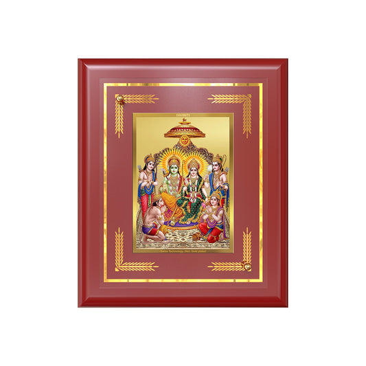 DIVINITI 24K Gold Plated Foil Lord Ram Darbar Photo Frame Idol for Temple, Home Decor, Wall Hanging, Gifting , Gift|MDF Size 1