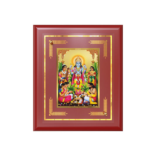 Diviniti 24K Gold Plated Satyanarayan Blessing Tabletop Photo Frame | Devotion, Prosperity & Divine Grace