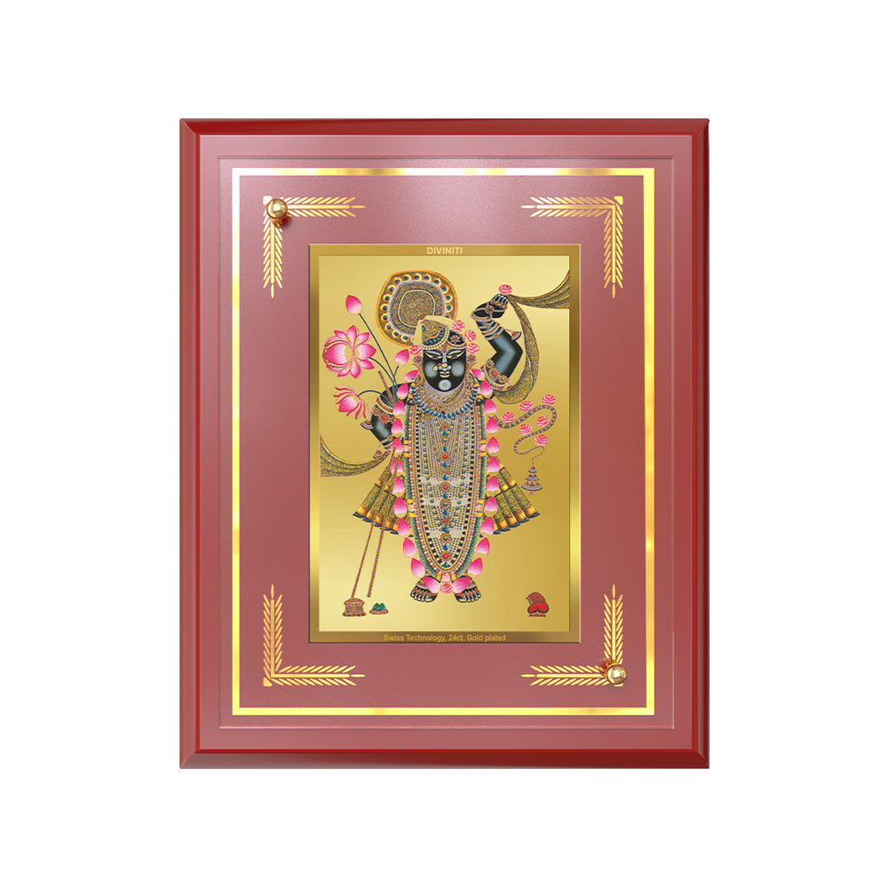 Diviniti 24K Gold Plated Shrinath Ji Blessing Tabletop Photo Frame | Devotion, Prosperity & Divine Grace