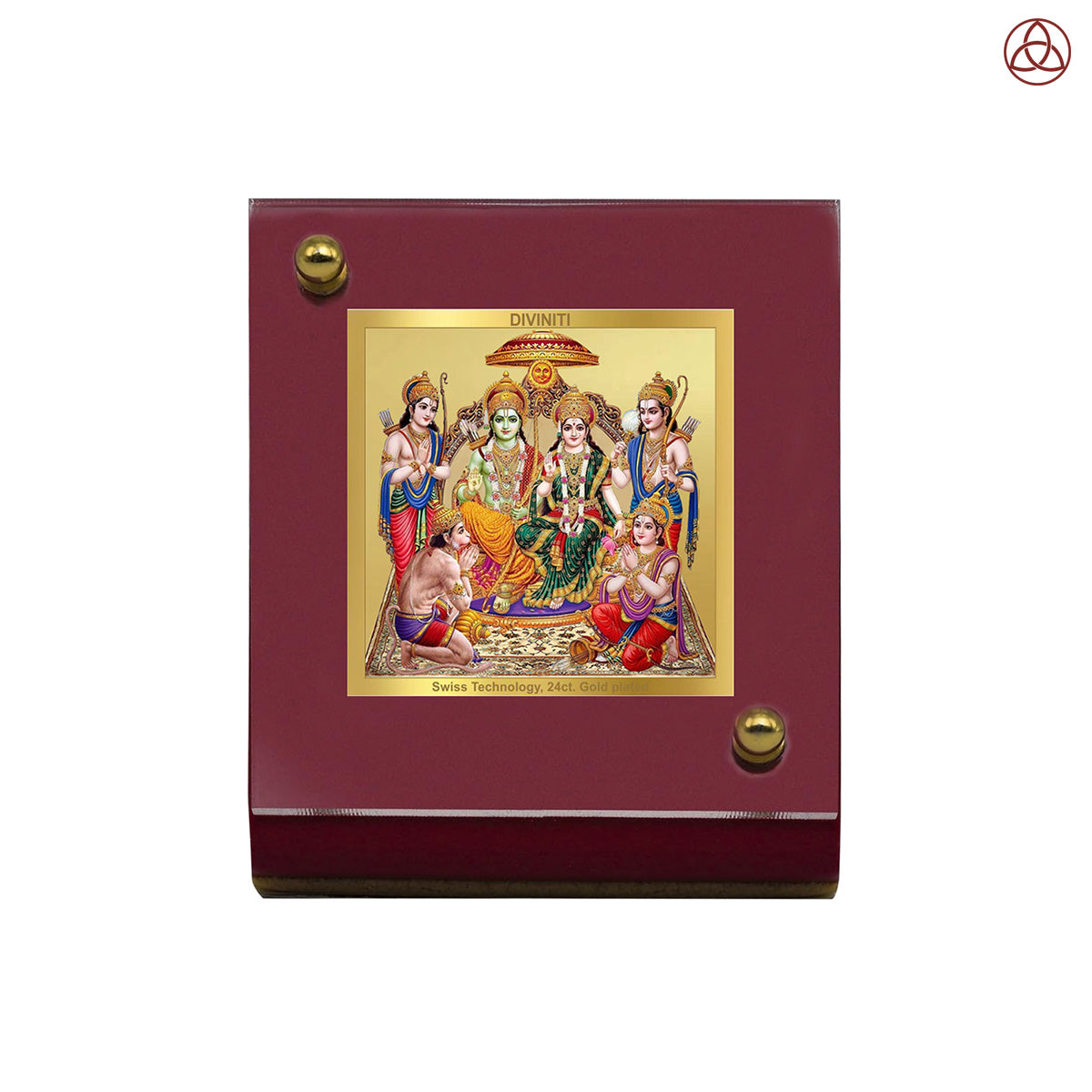 Ram Darbar | Divine Lord Ram, Sita, Laxman & Hanuman Car Dashboard & Tabletop Photo Frame in 24K Gold Plated Foil