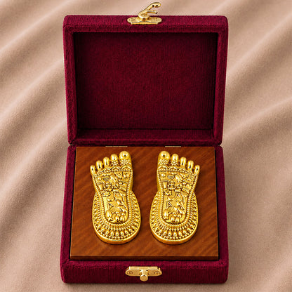 24K Gold-Plated Lakshmi Charan Paduka | Premium Gift Box | 7x3 CM